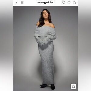 Missguided Silver Off-Shoulder Maxi Dress